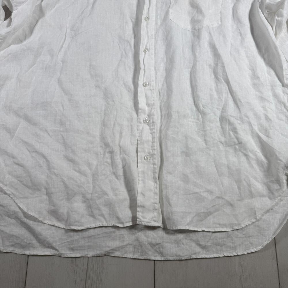 Frank & Eileen White 100% Linen Oversized Long Sleeve Shirt OS Mackenzie - Picture 3 of 10